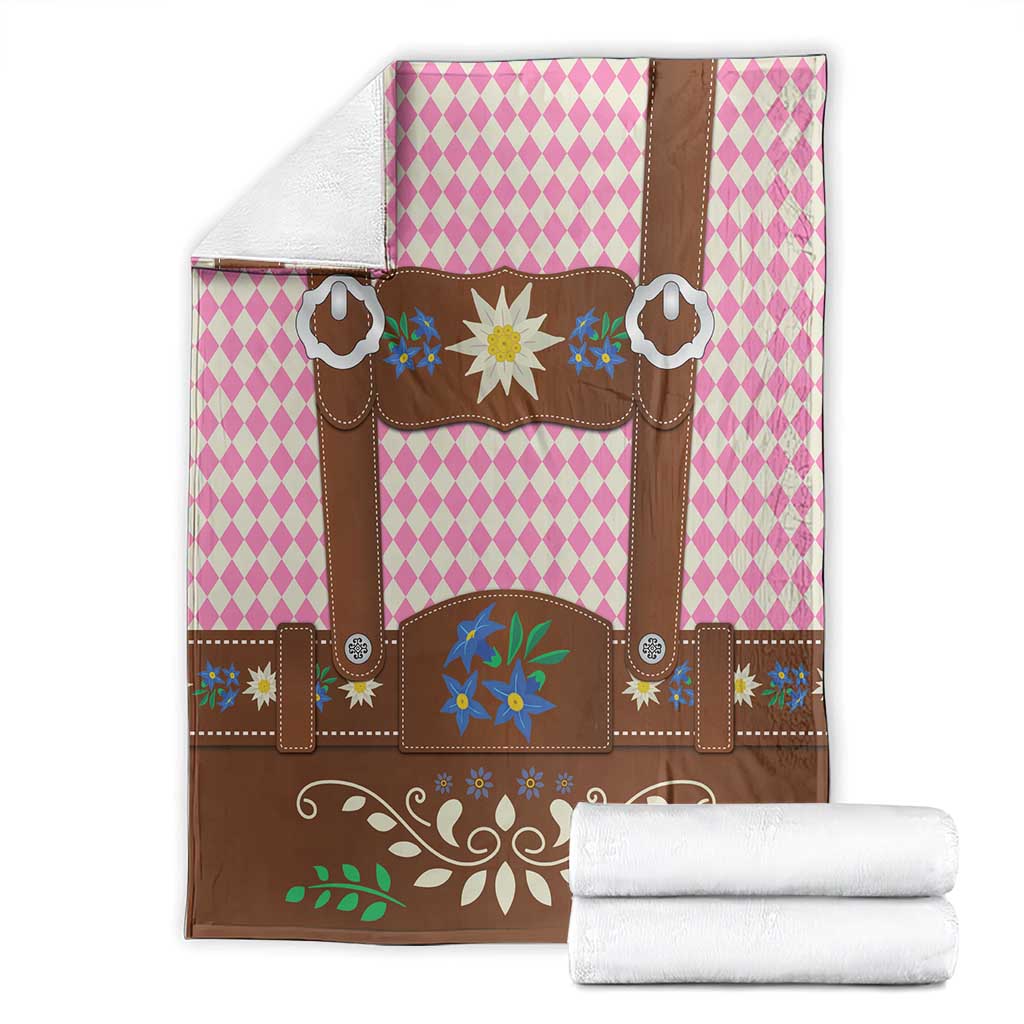Lederhosen Oktoberfest Blanket Pink Edelweiss Floral Polka Dots - Wonder Print Shop
