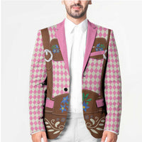Lederhosen Oktoberfest Blazer Pink Edelweiss Floral Polka Dots - Wonder Print Shop
