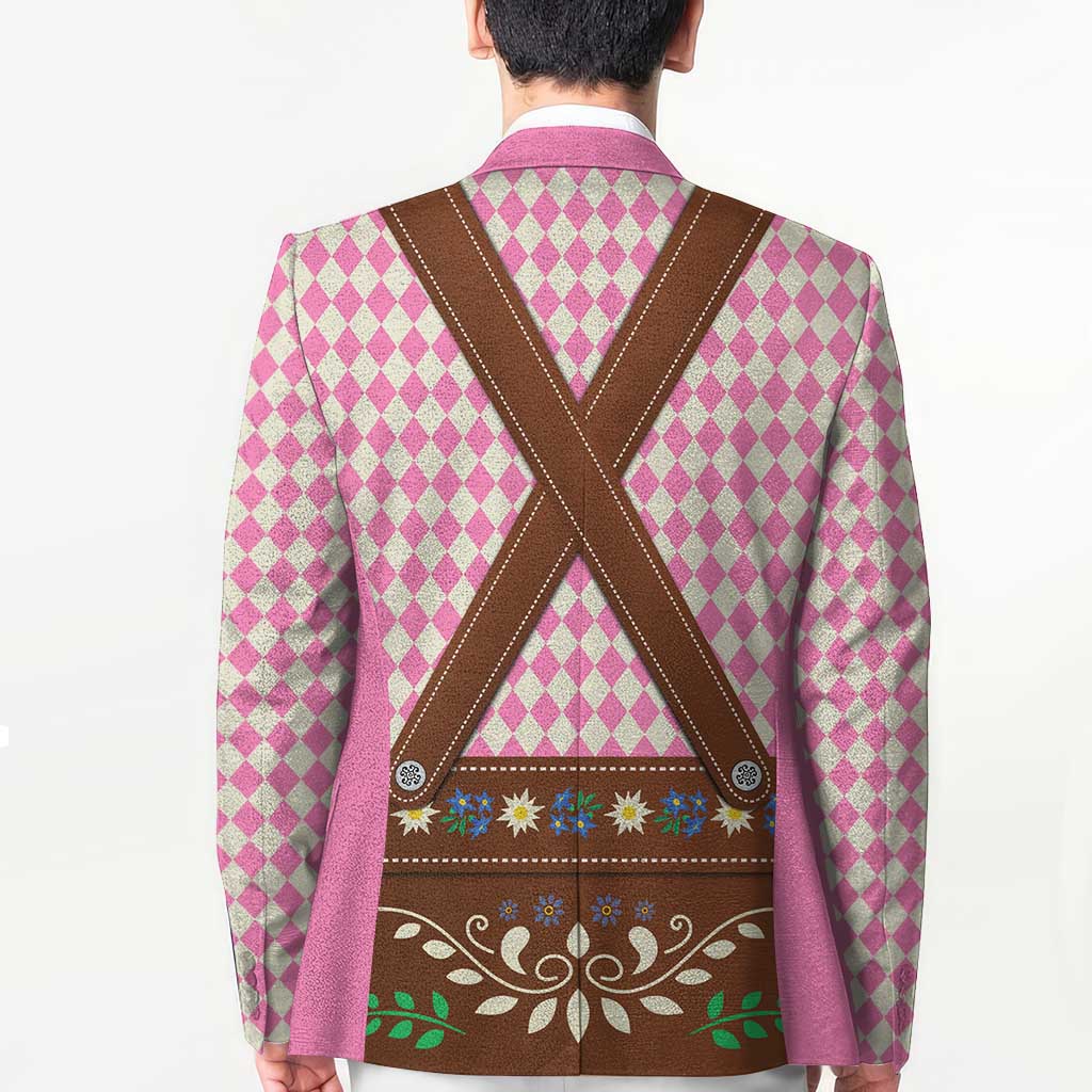 Lederhosen Oktoberfest Blazer Pink Edelweiss Floral Polka Dots - Wonder Print Shop