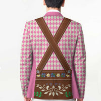 Lederhosen Oktoberfest Blazer Pink Edelweiss Floral Polka Dots - Wonder Print Shop