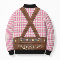 Lederhosen Oktoberfest Bomber Puffer Jacket Pink Edelweiss Floral Polka Dots - Wonder Print Shop