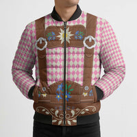 Lederhosen Oktoberfest Bomber Puffer Jacket Pink Edelweiss Floral Polka Dots - Wonder Print Shop
