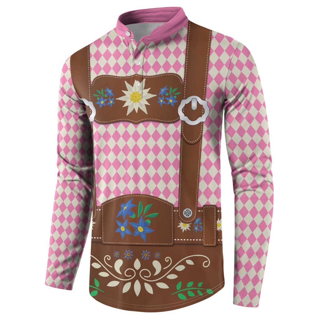 Lederhosen Oktoberfest Button Sweatshirt Pink Edelweiss Floral Polka Dots - Wonder Print Shop