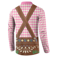 Lederhosen Oktoberfest Button Sweatshirt Pink Edelweiss Floral Polka Dots - Wonder Print Shop