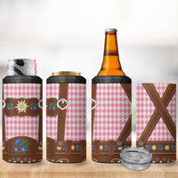 Lederhosen Oktoberfest 4 in 1 Can Cooler Tumbler Pink Edelweiss Floral Polka Dots - Wonder Print Shop