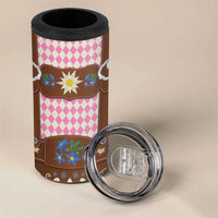 Lederhosen Oktoberfest 4 in 1 Can Cooler Tumbler Pink Edelweiss Floral Polka Dots - Wonder Print Shop