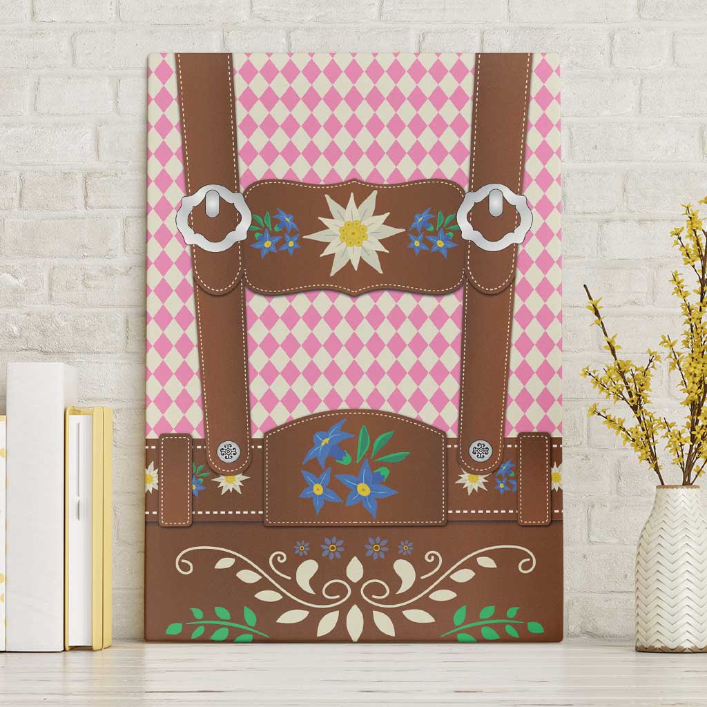 Lederhosen Oktoberfest Canvas Wall Art Pink Edelweiss Floral Polka Dots - Wonder Print Shop