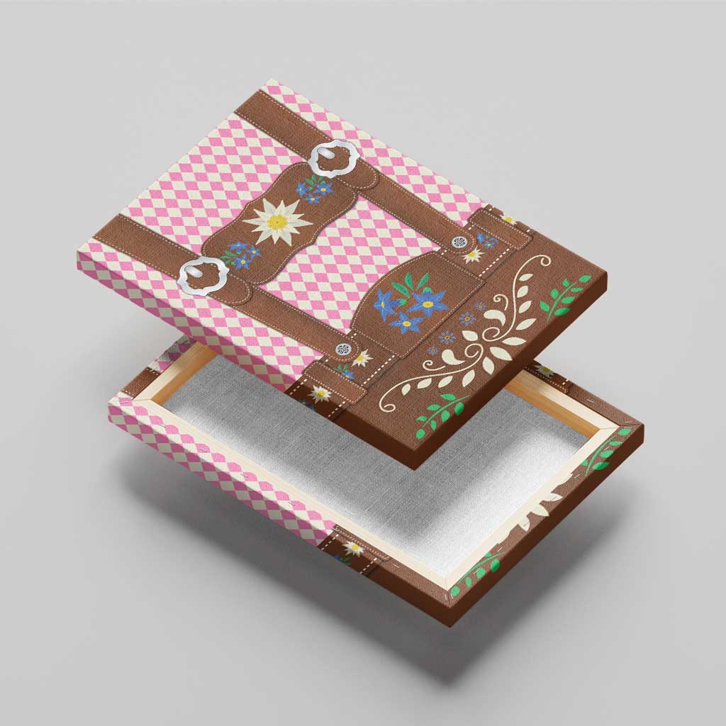 Lederhosen Oktoberfest Canvas Wall Art Pink Edelweiss Floral Polka Dots - Wonder Print Shop