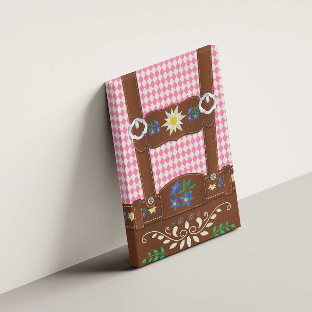 Lederhosen Oktoberfest Canvas Wall Art Pink Edelweiss Floral Polka Dots - Wonder Print Shop