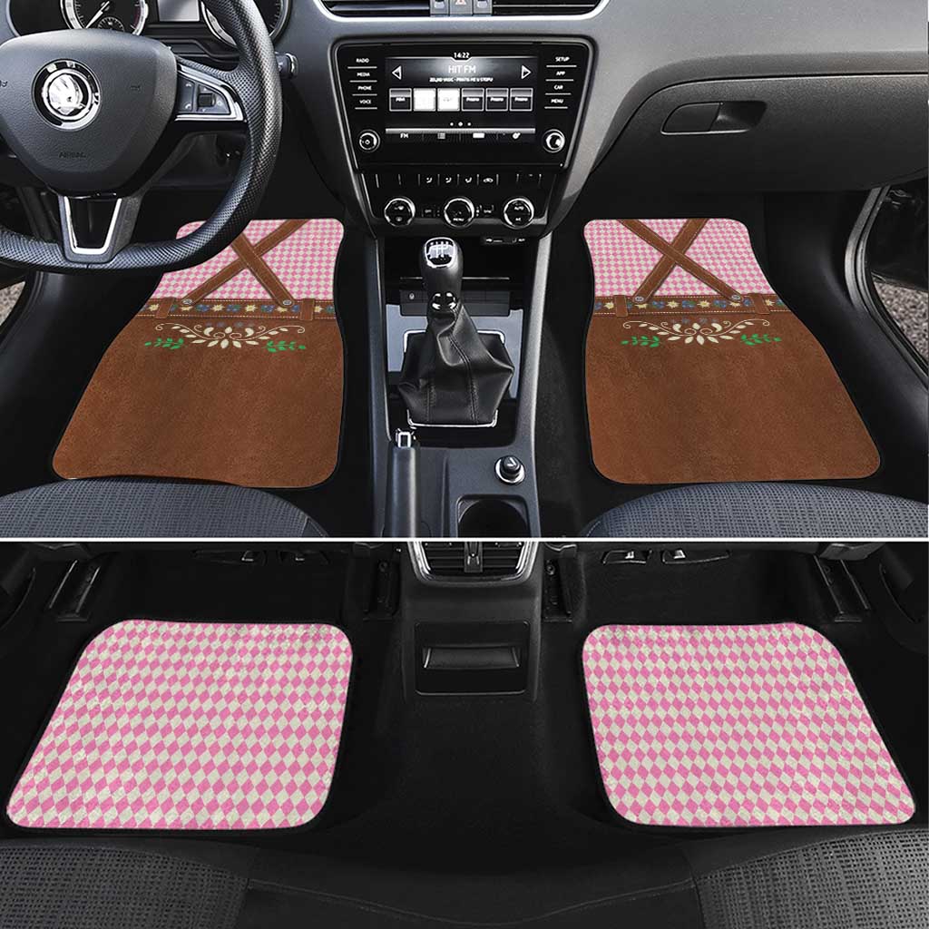 Lederhosen Oktoberfest Car Mats Pink Edelweiss Floral Polka Dots - Wonder Print Shop