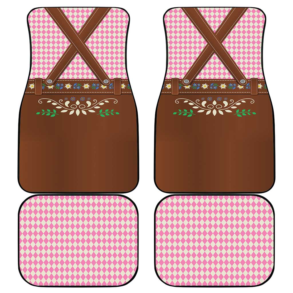 Lederhosen Oktoberfest Car Mats Pink Edelweiss Floral Polka Dots - Wonder Print Shop