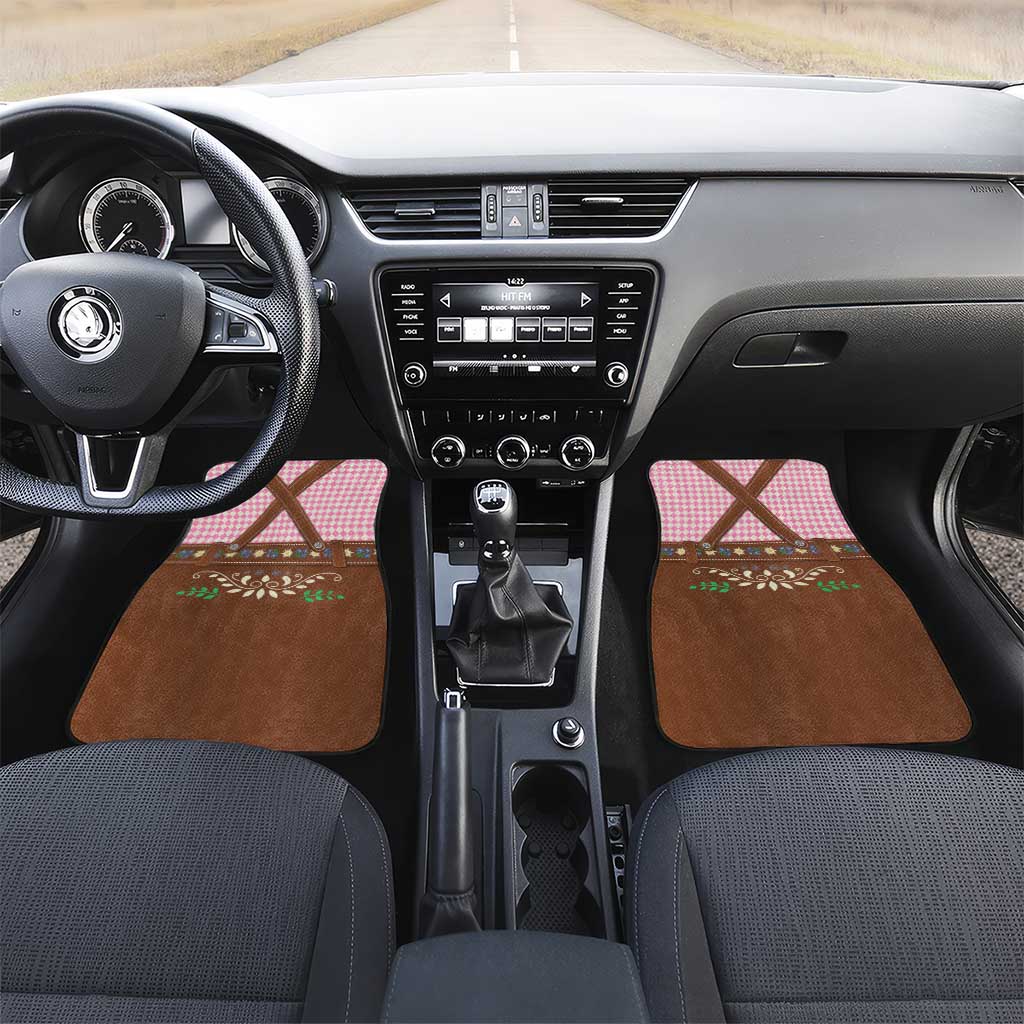 Lederhosen Oktoberfest Car Mats Pink Edelweiss Floral Polka Dots - Wonder Print Shop