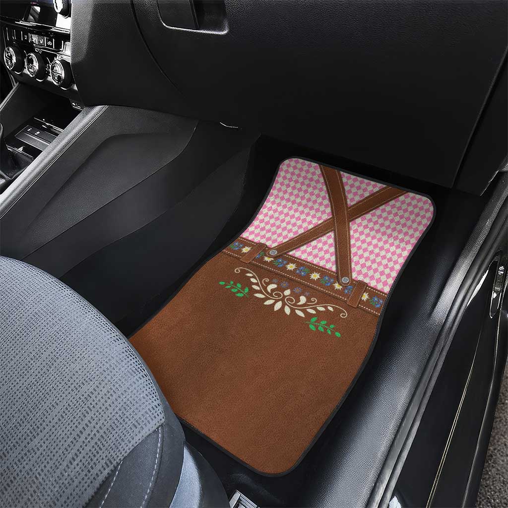 Lederhosen Oktoberfest Car Mats Pink Edelweiss Floral Polka Dots - Wonder Print Shop