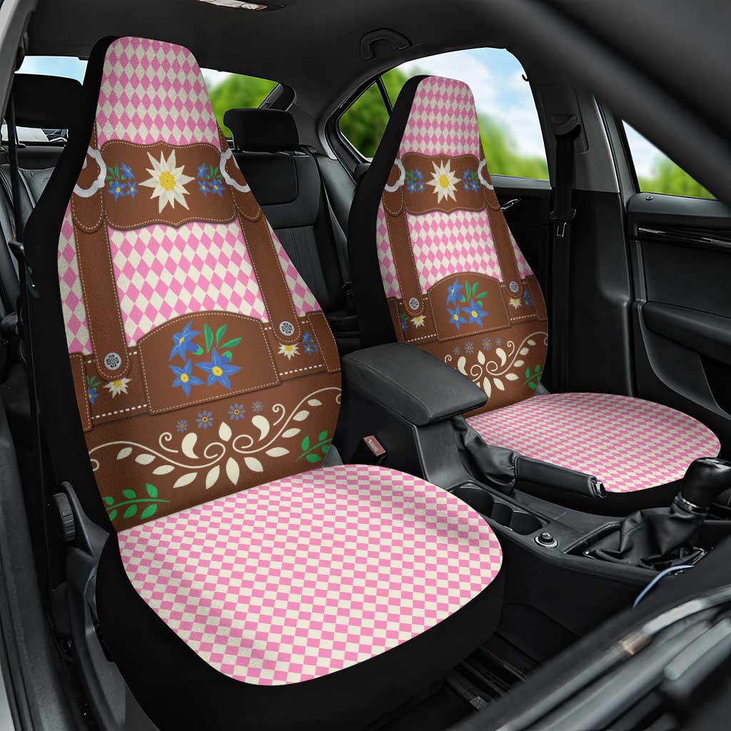 Lederhosen Oktoberfest Car Seat Cover Pink Edelweiss Floral Polka Dots - Wonder Print Shop
