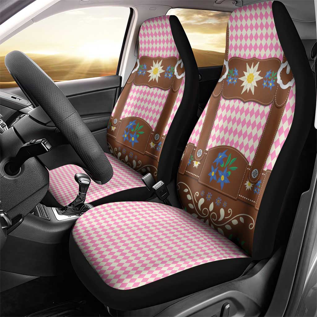 Lederhosen Oktoberfest Car Seat Cover Pink Edelweiss Floral Polka Dots - Wonder Print Shop