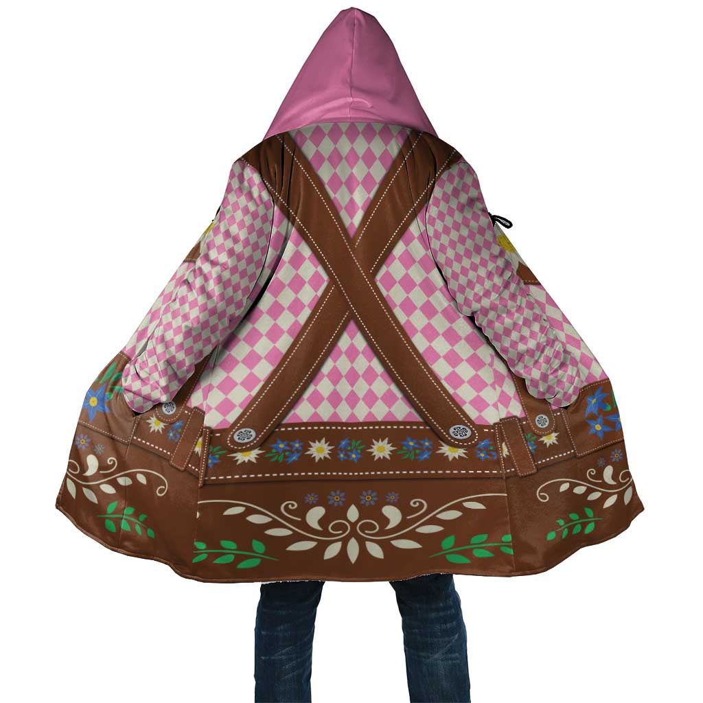 Lederhosen Oktoberfest Cloak Pink Edelweiss Floral Polka Dots - Wonder Print Shop