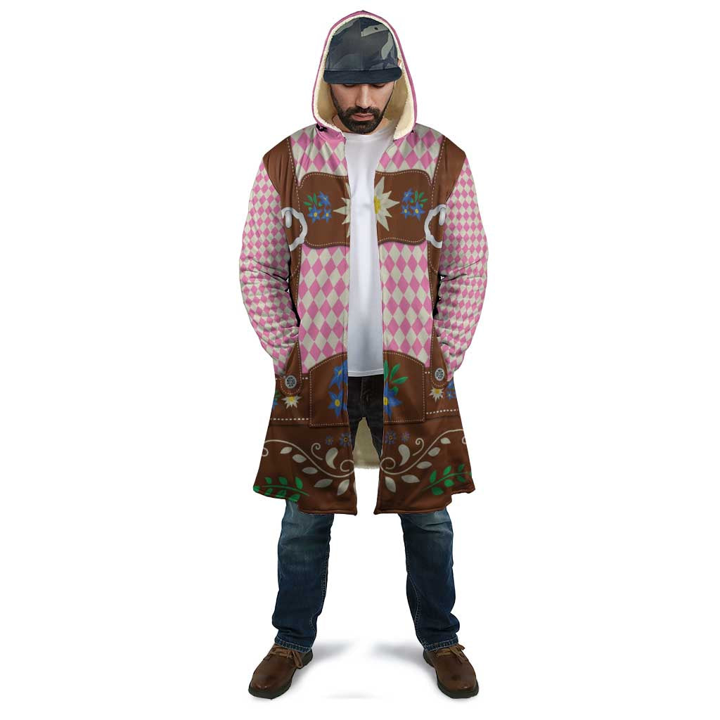 Lederhosen Oktoberfest Cloak Pink Edelweiss Floral Polka Dots - Wonder Print Shop