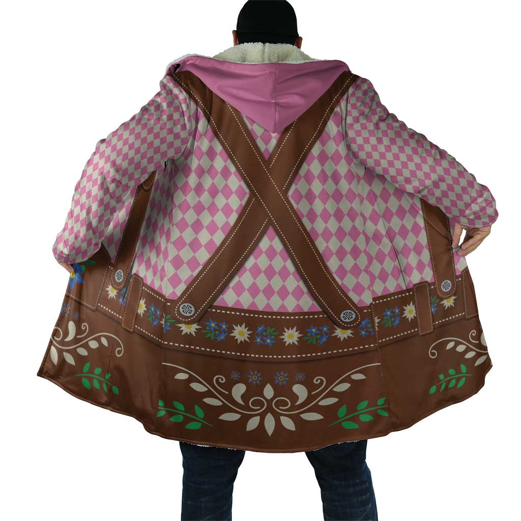 Lederhosen Oktoberfest Cloak Pink Edelweiss Floral Polka Dots - Wonder Print Shop