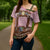 Lederhosen Oktoberfest Cross Shoulder Shirt Pink Edelweiss Floral Polka Dots - Wonder Print Shop