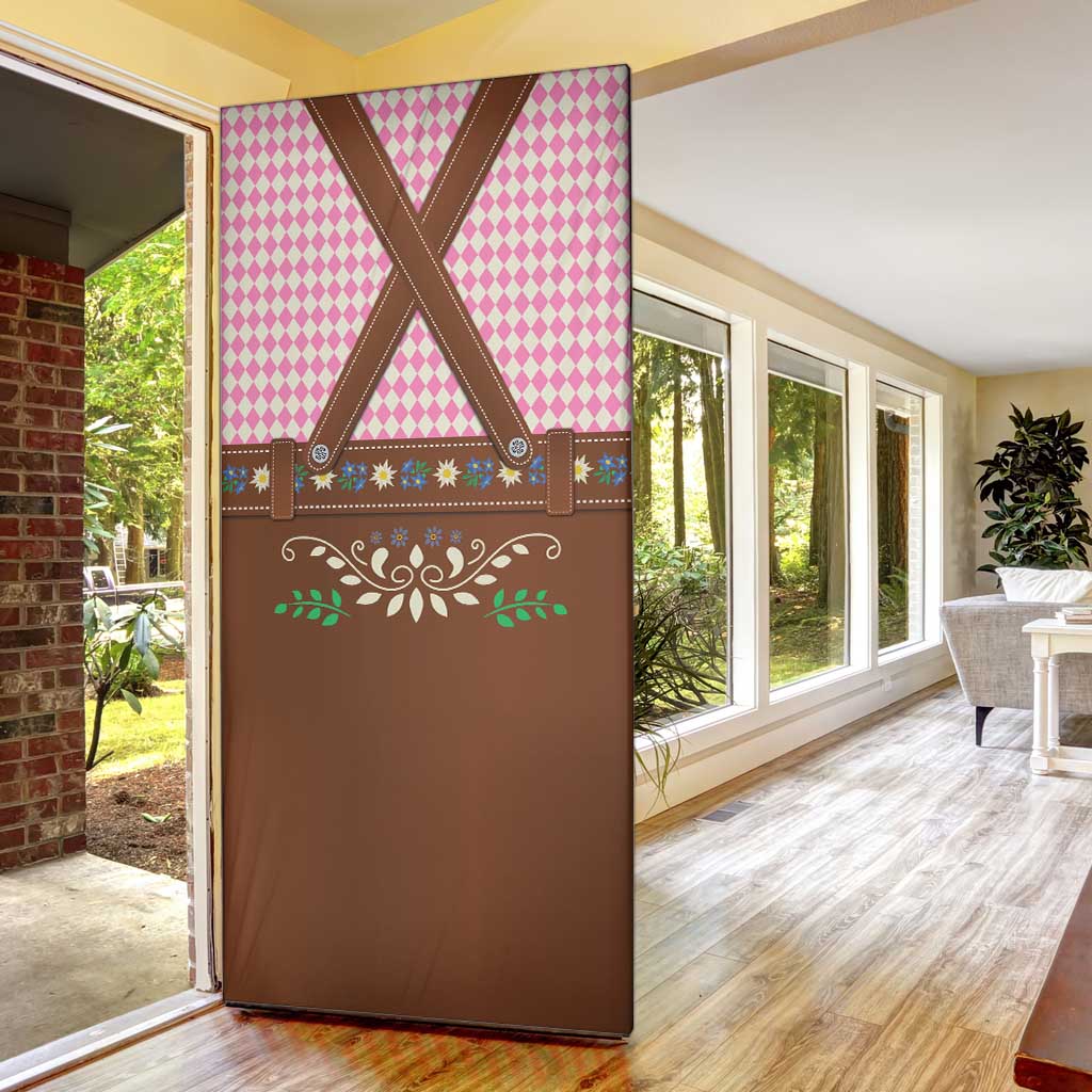 Lederhosen Oktoberfest Door Cover Pink Edelweiss Floral Polka Dots - Wonder Print Shop
