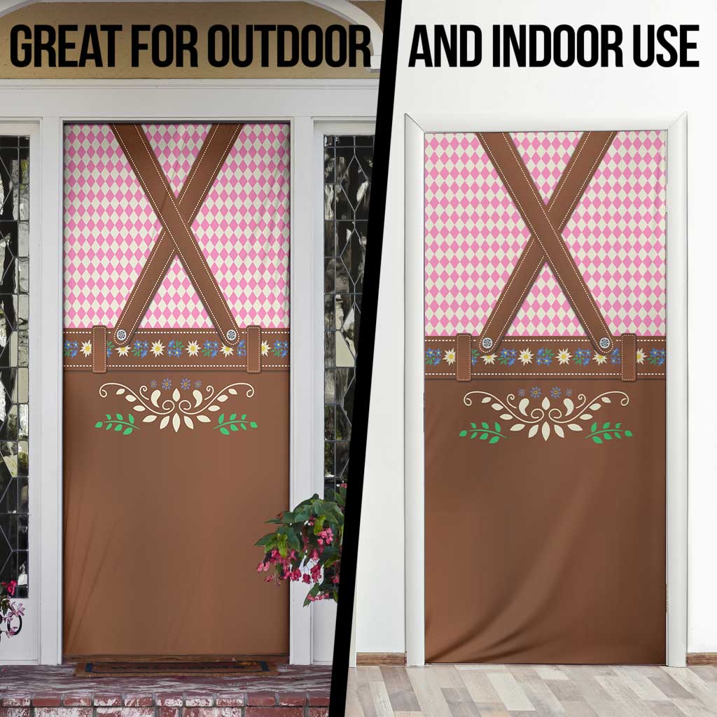 Lederhosen Oktoberfest Door Cover Pink Edelweiss Floral Polka Dots - Wonder Print Shop