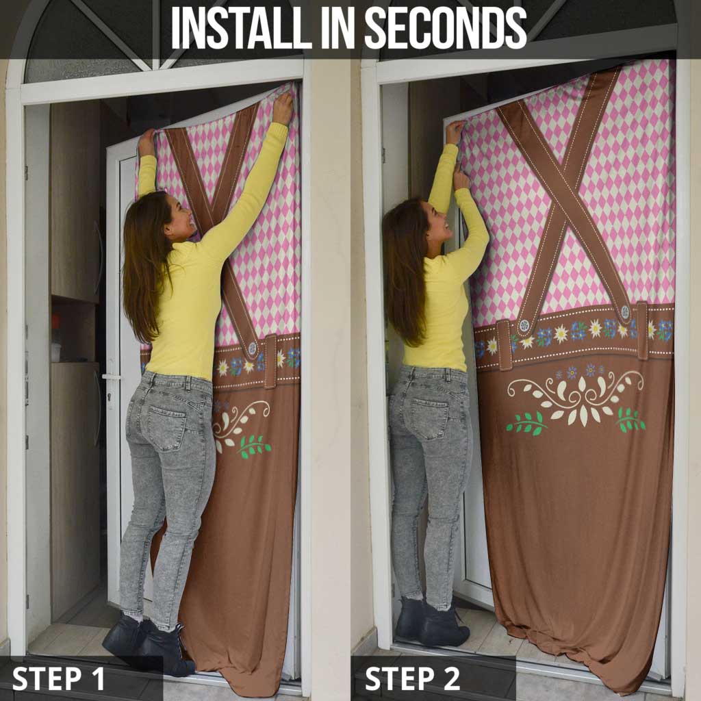 Lederhosen Oktoberfest Door Cover Pink Edelweiss Floral Polka Dots - Wonder Print Shop