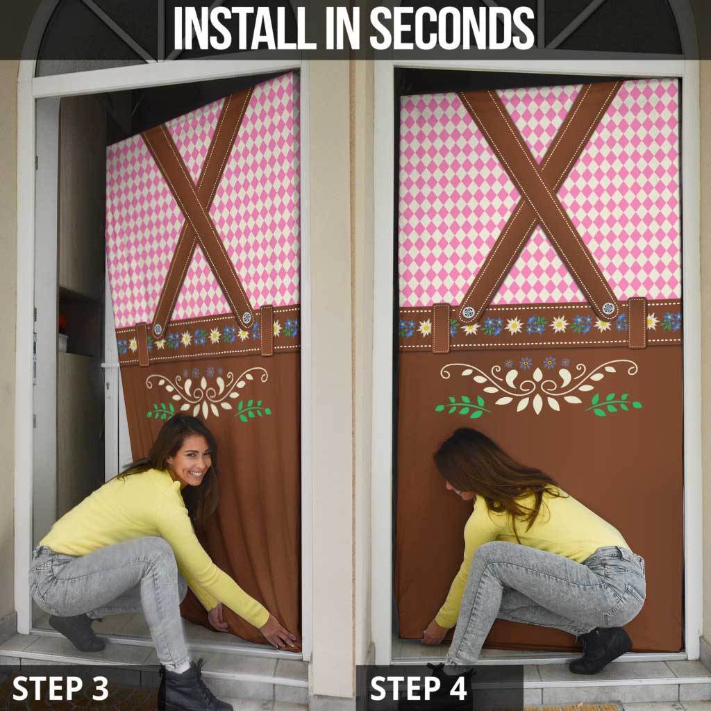 Lederhosen Oktoberfest Door Cover Pink Edelweiss Floral Polka Dots - Wonder Print Shop