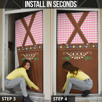 Lederhosen Oktoberfest Door Cover Pink Edelweiss Floral Polka Dots - Wonder Print Shop