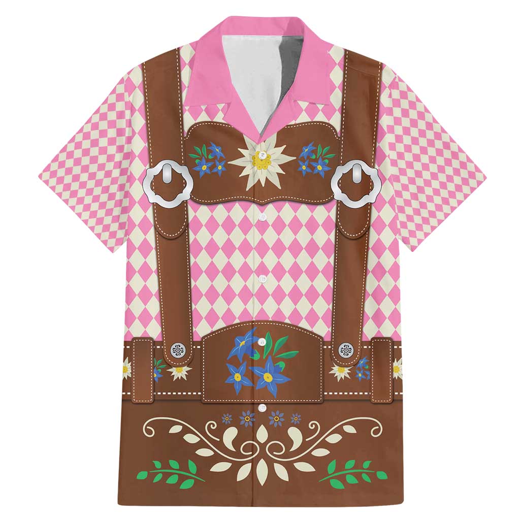 Lederhosen Oktoberfest Family Matching Mermaid Dress and Hawaiian Shirt Pink Edelweiss Floral Polka Dots - Wonder Print Shop