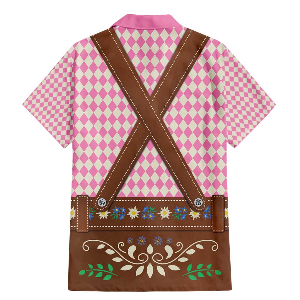 Lederhosen Oktoberfest Family Matching Mermaid Dress and Hawaiian Shirt Pink Edelweiss Floral Polka Dots - Wonder Print Shop