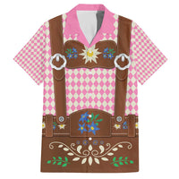 Lederhosen Oktoberfest Family Matching Off The Shoulder Long Sleeve Dress and Hawaiian Shirt Pink Edelweiss Floral Polka Dots - Wonder Print Shop
