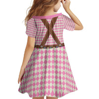 Lederhosen Oktoberfest Family Matching Off Shoulder Maxi Dress and Hawaiian Shirt Pink Edelweiss Floral Polka Dots - Wonder Print Shop