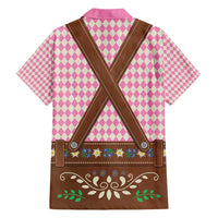Lederhosen Oktoberfest Family Matching Off Shoulder Maxi Dress and Hawaiian Shirt Pink Edelweiss Floral Polka Dots - Wonder Print Shop