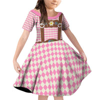 Lederhosen Oktoberfest Family Matching Off Shoulder Short Dress and Hawaiian Shirt Pink Edelweiss Floral Polka Dots - Wonder Print Shop