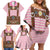 Lederhosen Oktoberfest Family Matching Off Shoulder Short Dress and Hawaiian Shirt Pink Edelweiss Floral Polka Dots - Wonder Print Shop