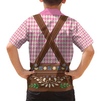 Lederhosen Oktoberfest Family Matching Puletasi and Hawaiian Shirt Pink Edelweiss Floral Polka Dots - Wonder Print Shop
