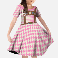 Lederhosen Oktoberfest Family Matching Puletasi and Hawaiian Shirt Pink Edelweiss Floral Polka Dots - Wonder Print Shop