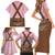 Lederhosen Oktoberfest Family Matching Short Sleeve Bodycon Dress and Hawaiian Shirt Pink Edelweiss Floral Polka Dots - Wonder Print Shop