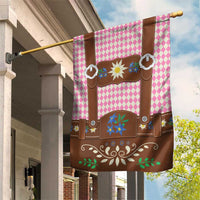 Lederhosen Oktoberfest Garden Flag Pink Edelweiss Floral Polka Dots - Wonder Print Shop