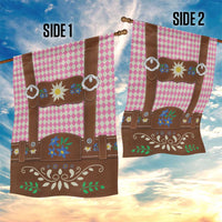 Lederhosen Oktoberfest Garden Flag Pink Edelweiss Floral Polka Dots - Wonder Print Shop
