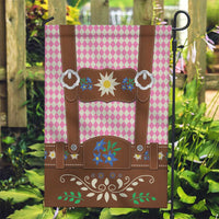 Lederhosen Oktoberfest Garden Flag Pink Edelweiss Floral Polka Dots - Wonder Print Shop