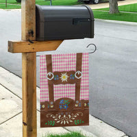 Lederhosen Oktoberfest Garden Flag Pink Edelweiss Floral Polka Dots - Wonder Print Shop