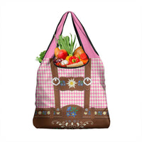 Lederhosen Oktoberfest Grocery Bag Pink Edelweiss Floral Polka Dots - Wonder Print Shop