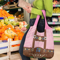 Lederhosen Oktoberfest Grocery Bag Pink Edelweiss Floral Polka Dots - Wonder Print Shop