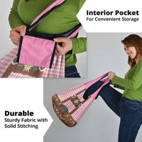 Lederhosen Oktoberfest Grocery Bag Pink Edelweiss Floral Polka Dots - Wonder Print Shop