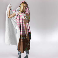 Lederhosen Oktoberfest Hooded Blanket Pink Edelweiss Floral Polka Dots - Wonder Print Shop