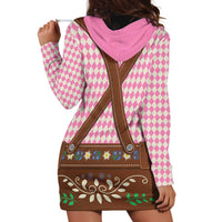 Lederhosen Oktoberfest Hoodie Dress Pink Edelweiss Floral Polka Dots - Wonder Print Shop