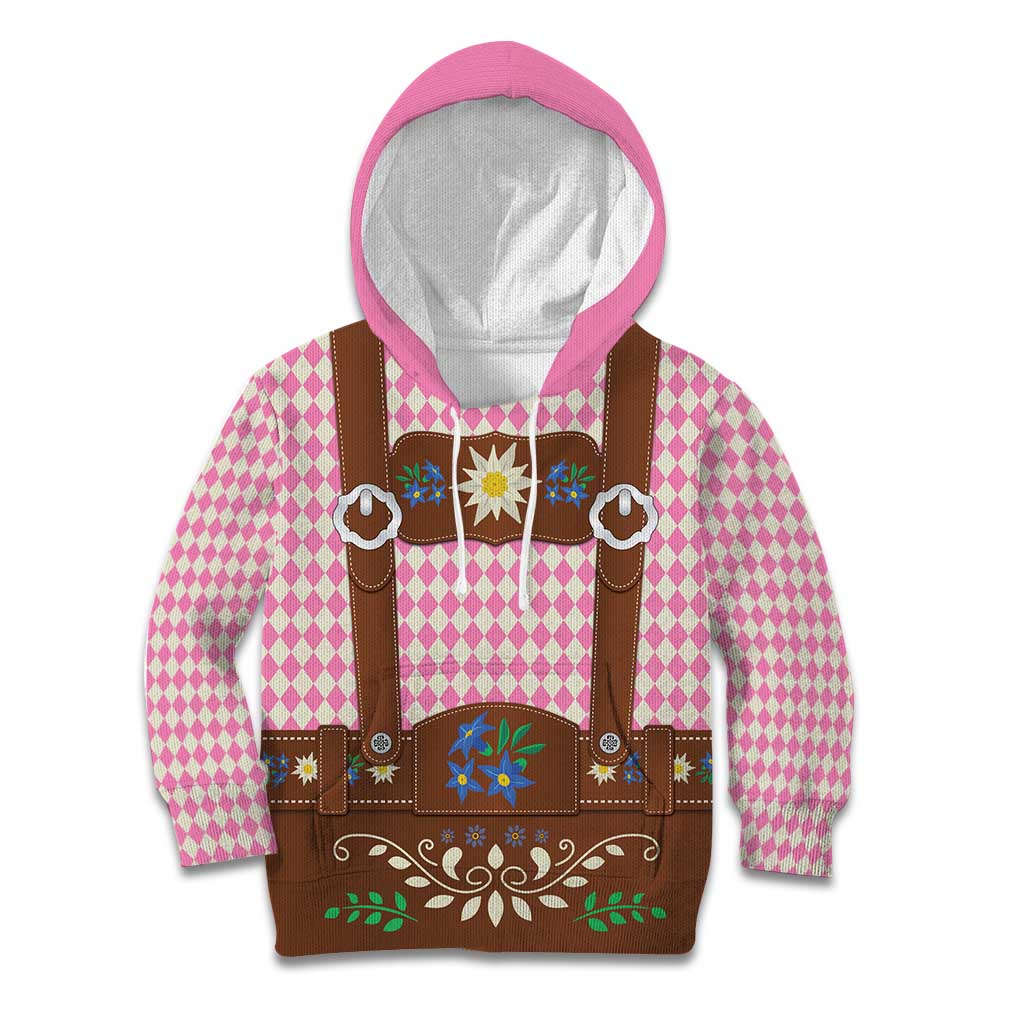 Lederhosen Oktoberfest Kid Hoodie Pink Edelweiss Floral Polka Dots - Wonder Print Shop