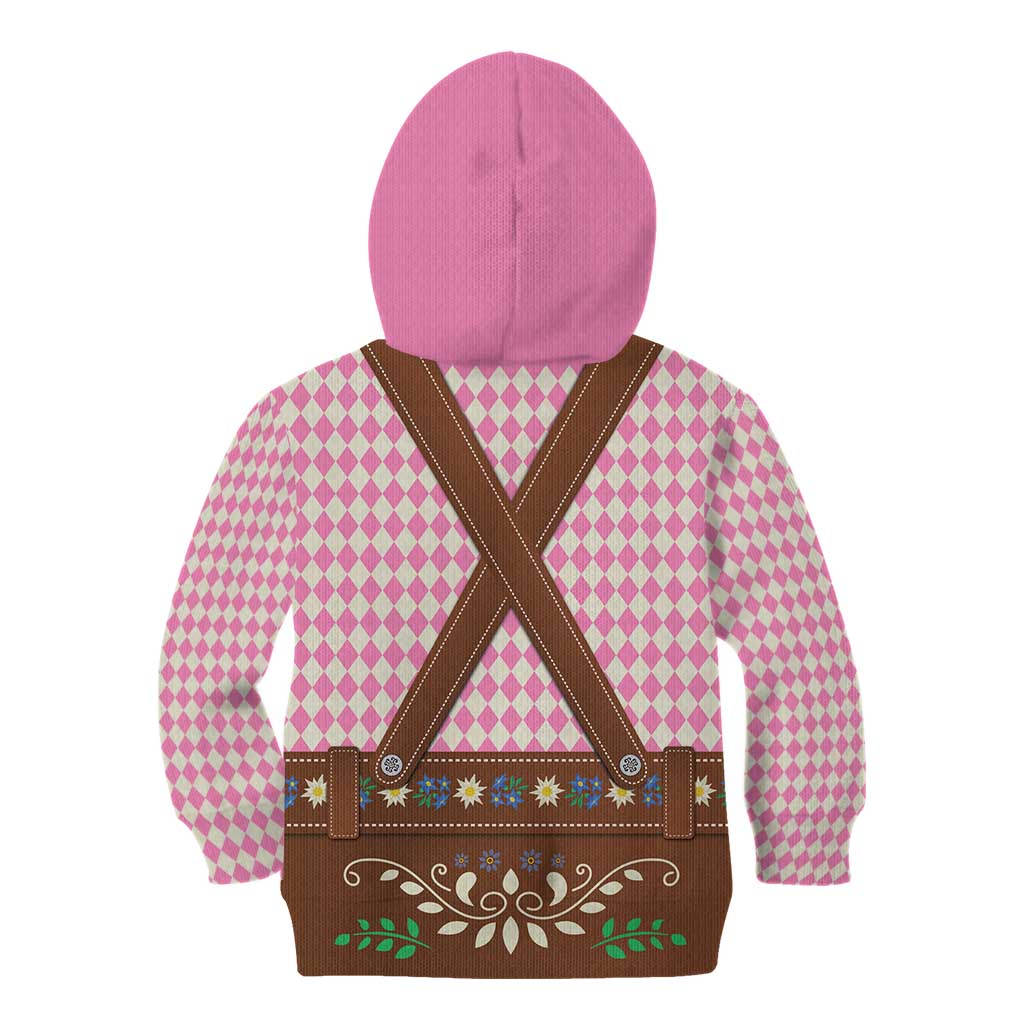 Lederhosen Oktoberfest Kid Hoodie Pink Edelweiss Floral Polka Dots - Wonder Print Shop