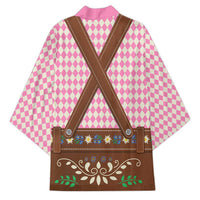 Lederhosen Oktoberfest Kimono Pink Edelweiss Floral Polka Dots - Wonder Print Shop
